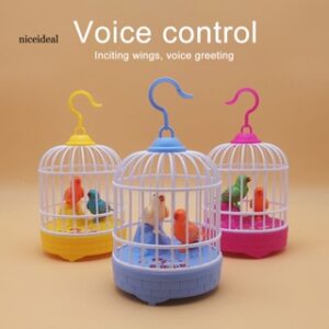 Talking Bird Cage Toy - Voice Controlled Music Cage Bird