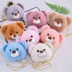 Soft Fur Bear Face Sling Bag for Girls / Kids - Any 1 Random