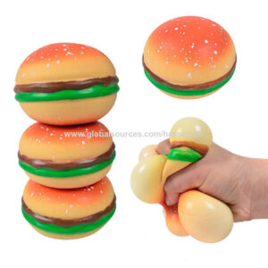 Decompress and Stress Stretch Burger Toy, Slow Rising Squishy Squeeze Toys - Squeeze Burger