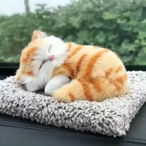 Cute Sleeping Cat Plush Toy with Meow Sound, Gift for Kids & Car Dashboard Accessories - Random Colors